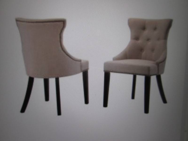 lot 3 image: Set of 2 Julia Cream Linen Upholste...