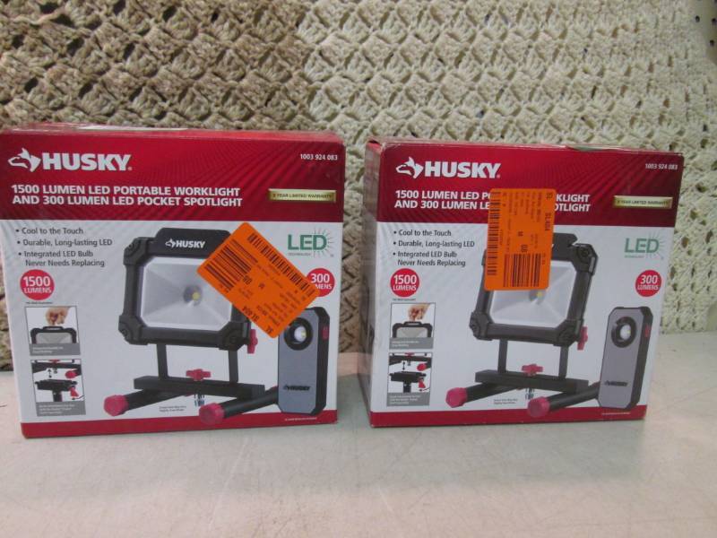 lot 50 image: Lot of 2 Husky Portable LED Work Li...