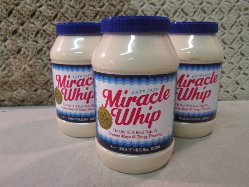lot 88 image: 3 Jars of Miracle Whip Best by Mar ...