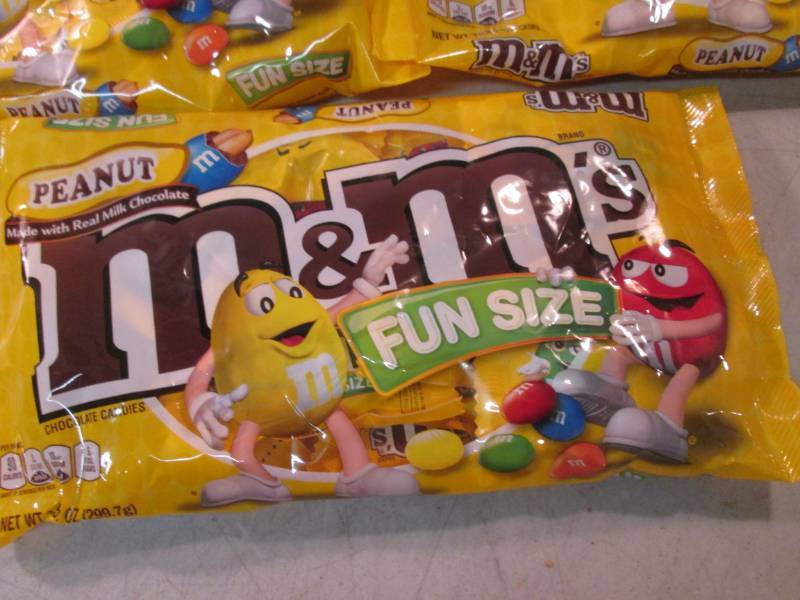 lot 106 image: 3 Bags of Peanut M&Ms Fun Size Bag...