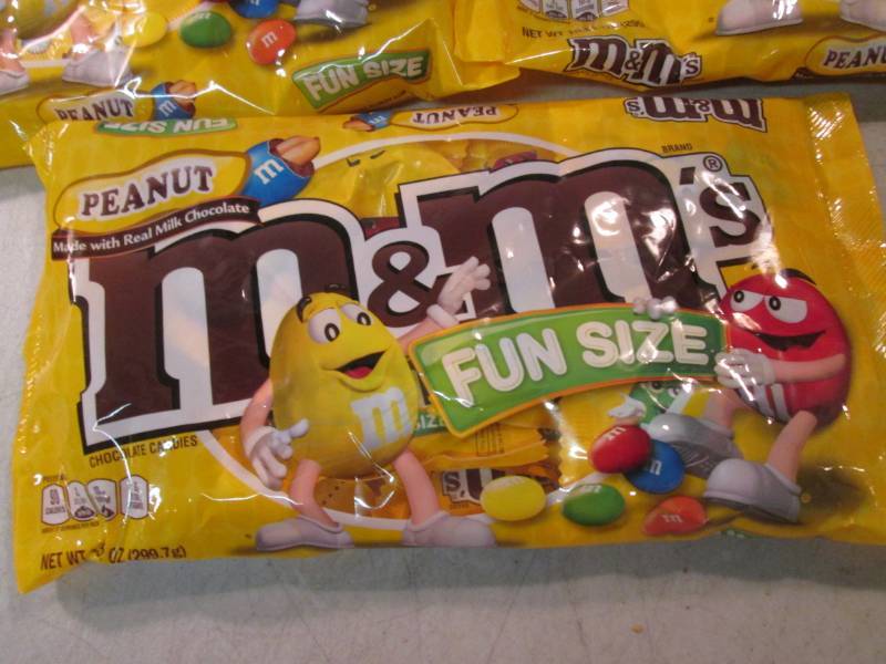 lot 108 image: 3 Bags of Peanut M&Ms Fun Size Bag...