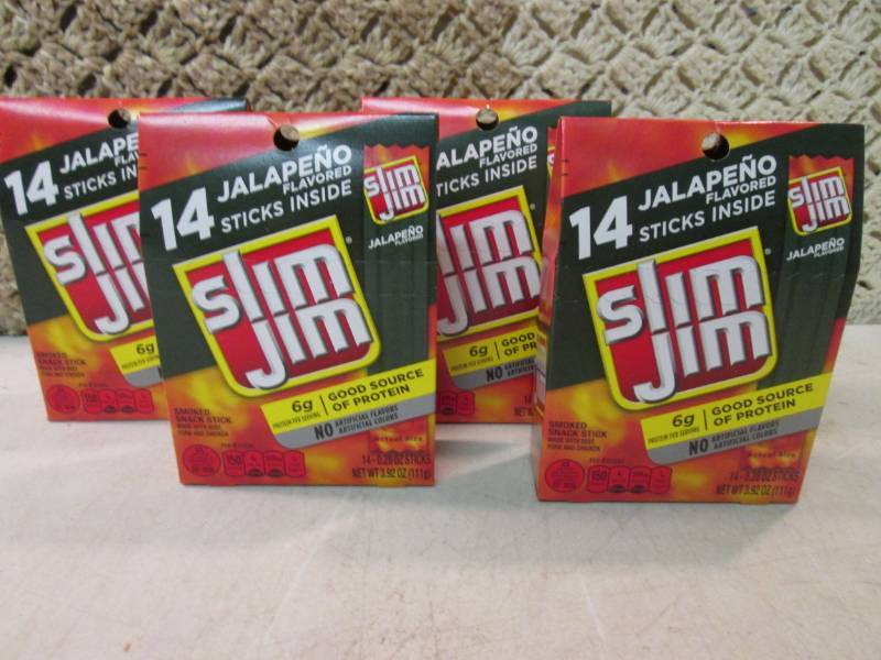 lot 112 image: 4 Boxes of Slim Jim Jalapeno Flavor...