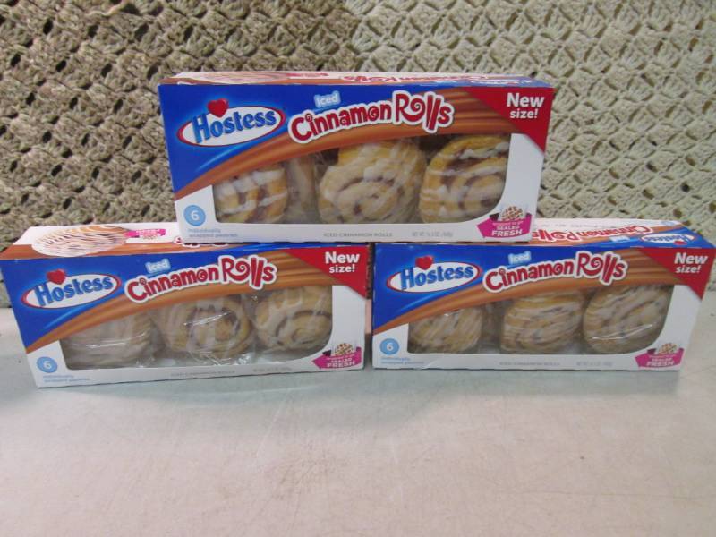 lot 119 image: 3 Boxes of Hostess Cinnamon Rolls B...