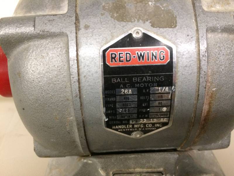 lot 22 image: Red Wing 26A 14 hp 2 speed Ball Bearing A.C Motor Polisher Buffer Lathe - Excellent Working Condition