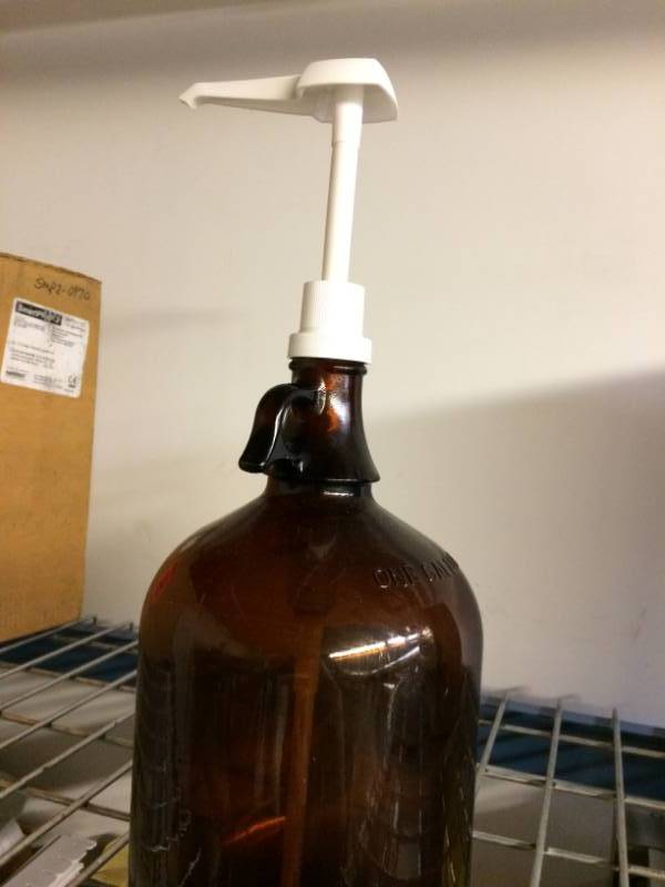 lot 35 image: Glass Jug with Pump Dispenser