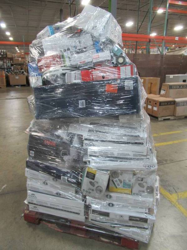 lot 49 image: WHOLESALE MIXED PALLET OF RETURNS - KITCHEN AND BATHROOM FAUCETS, SAFETY BARS, TOILET SEATS AND MORE
