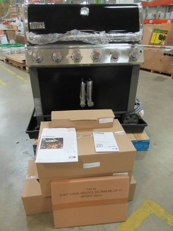 lot 7 image: Weber Genesis II LX E-640 6-Burner Natural Gas Grill in Black with Built-In Thermometer and Grill Light, 68014001 - New Out of Box