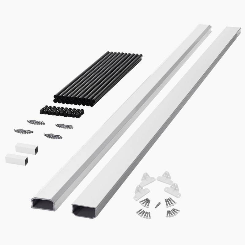 lot 230 image: 1 Rail Kit of VERANDA Regency 8 X 3 White Unrouted Capped Composite Rail Section with Round Metal Balusters, 1002-339-378