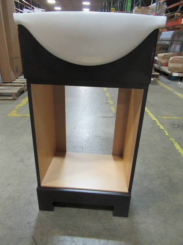lot 37 image: Style Selections Euro 18-in Espresso Single Sink Bathroom Vanity Cabinet CE29E18-SS - Missing Doors