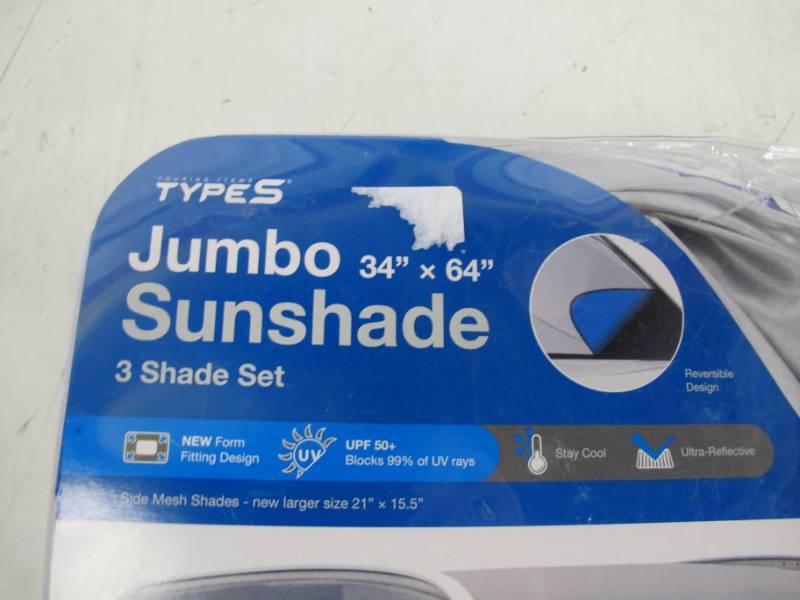 lot 177 image: Type S Jumbo 34 x 64 Reversible Sunshade - 3 Shade Set