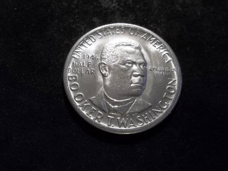 lot 66 image: 1946 Booker T. Washington Silver Half Dollar Comemmorative