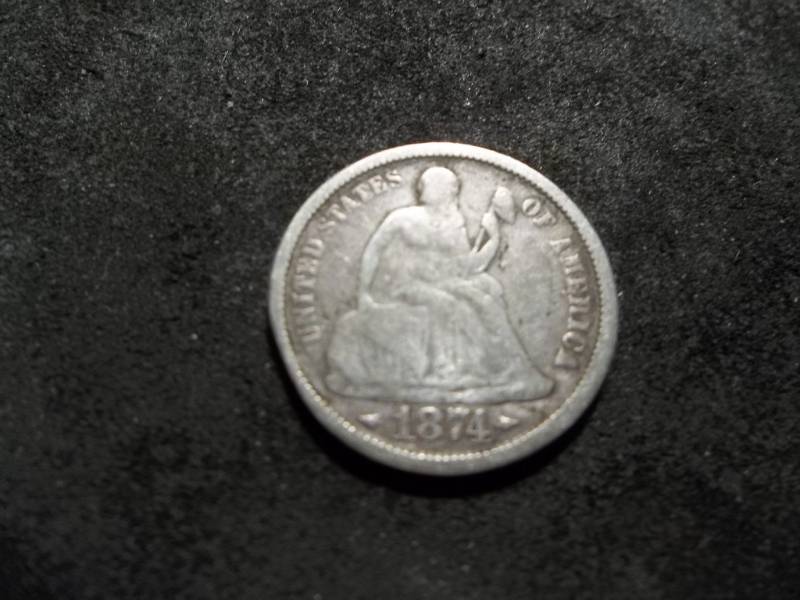 lot 77 image: 1874 Seated Liberty Dime