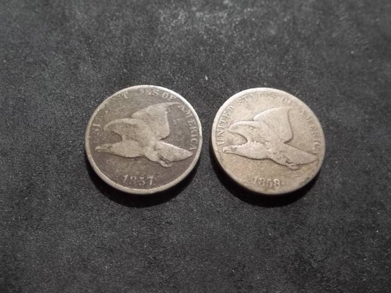 lot 113 image: 1857, 1858 Flying Eagles