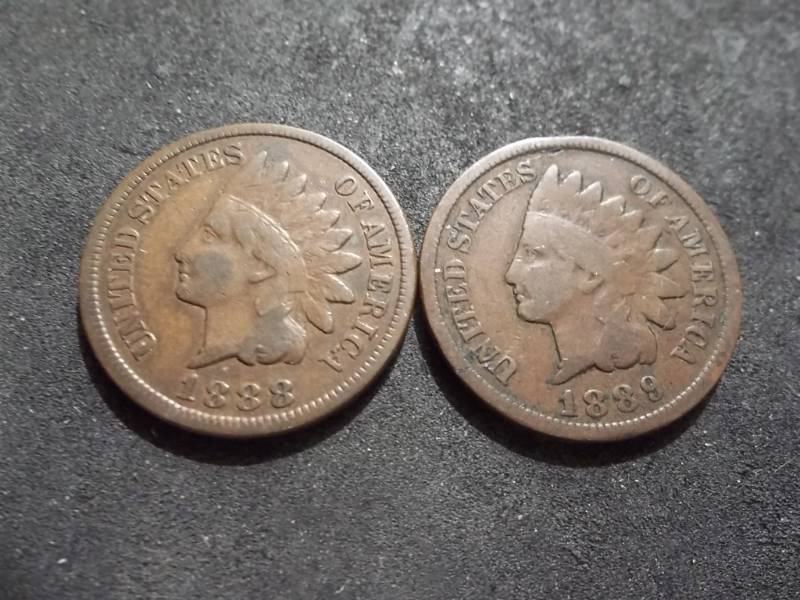 lot 139 image: 1888, 1889 Indian Head Cents