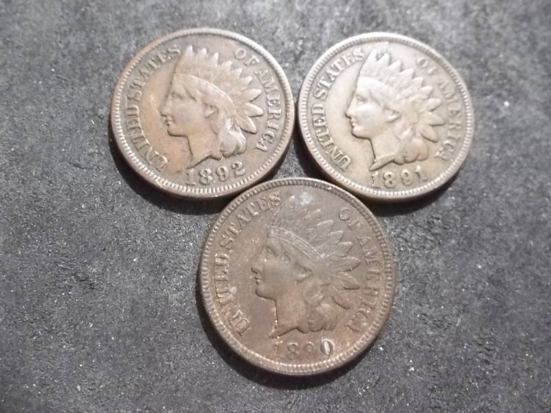 lot 140 image: 1890, 1891, 1892 Indian Head Cents