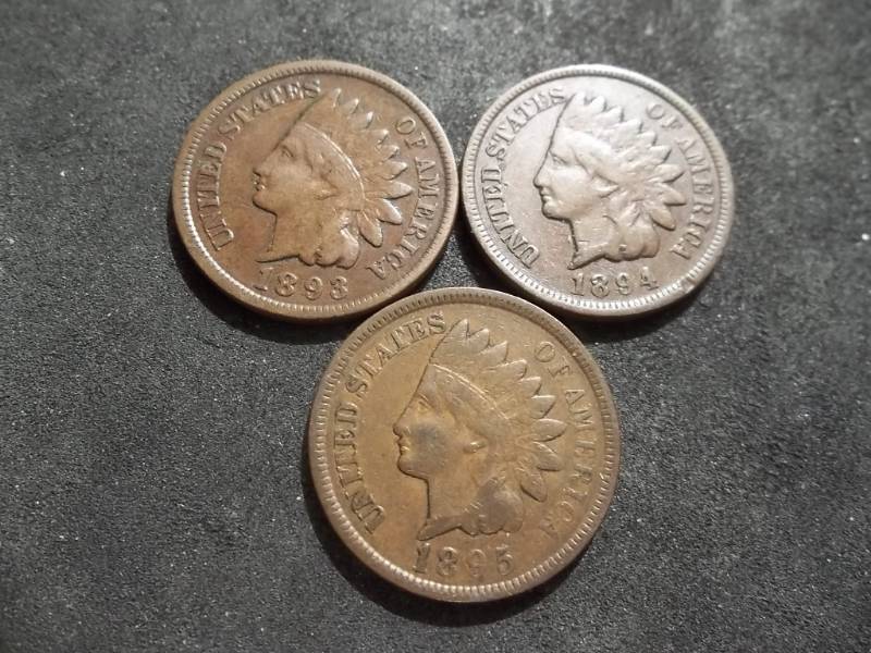 lot 141 image: 1893, 1894, 1895 Indian Head Cents