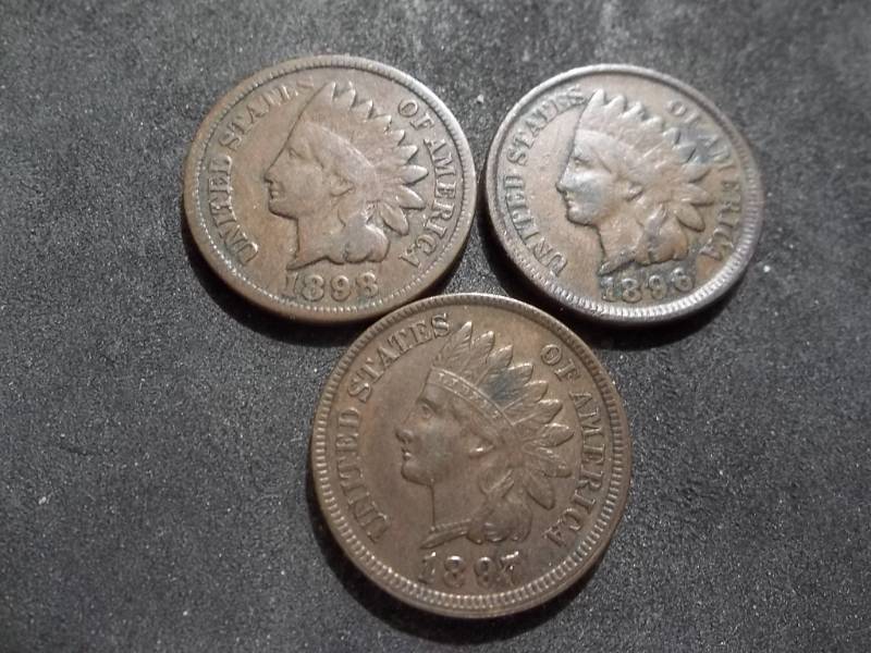 lot 142 image: 1896, 1897, 1898 Indian Head Cents