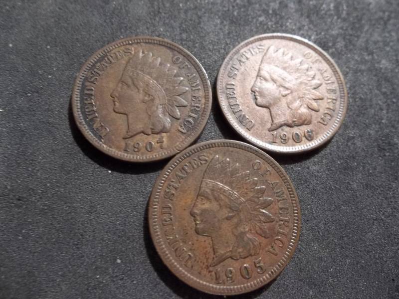lot 145 image: 1905, 1906, 1907 Indian Head Cents