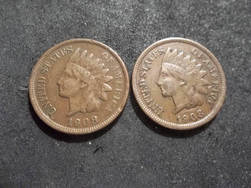 lot 146 image: 1908, 1908 S Indian Head Cents
