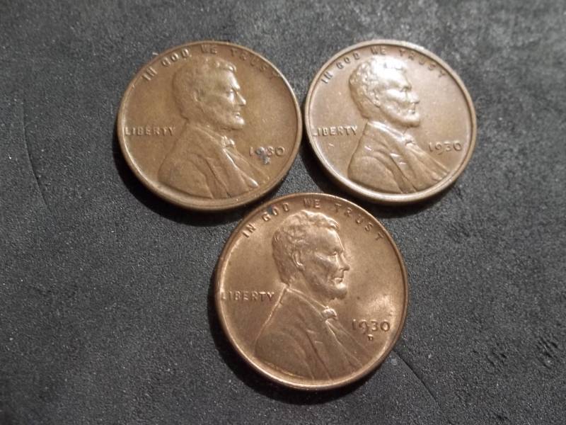 lot 189 image: 1930 P, D, S Lincoln Cents