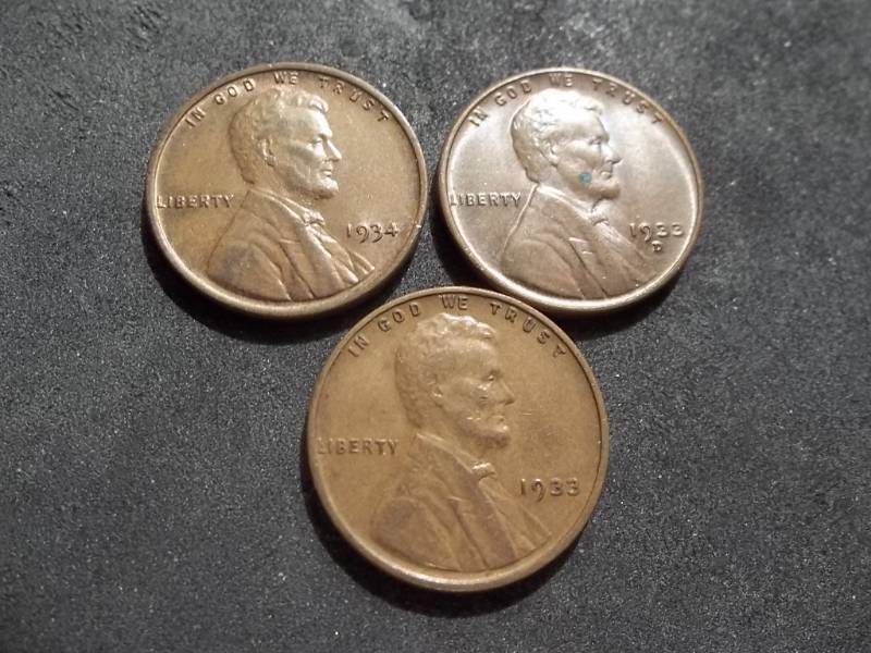 lot 193 image: 1933, 1933 D, 1934 Lincoln Cents