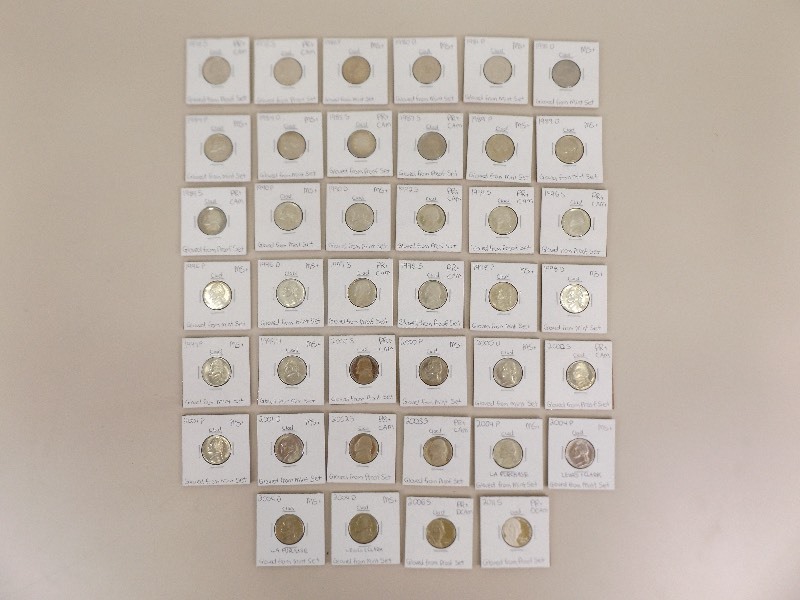 40 High Grade Uncirculated 1970s - 2000s Proof and Mint Nickels&nbsp