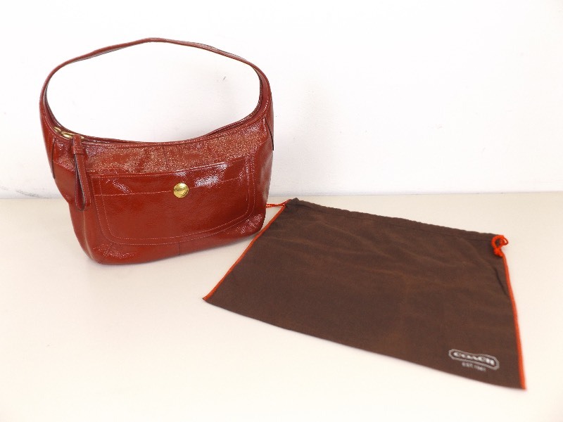 COACH Red Patent Leather Hobo Bag