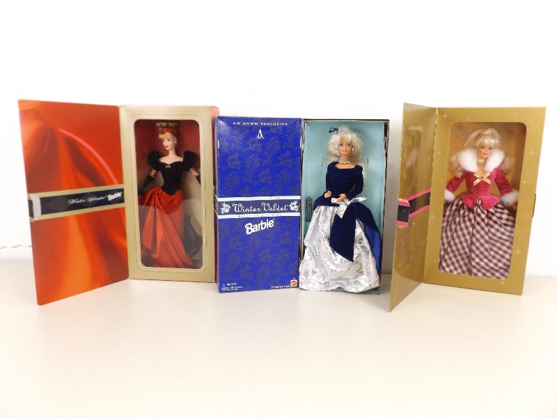 3 NEW Avon Winter Series Barbies