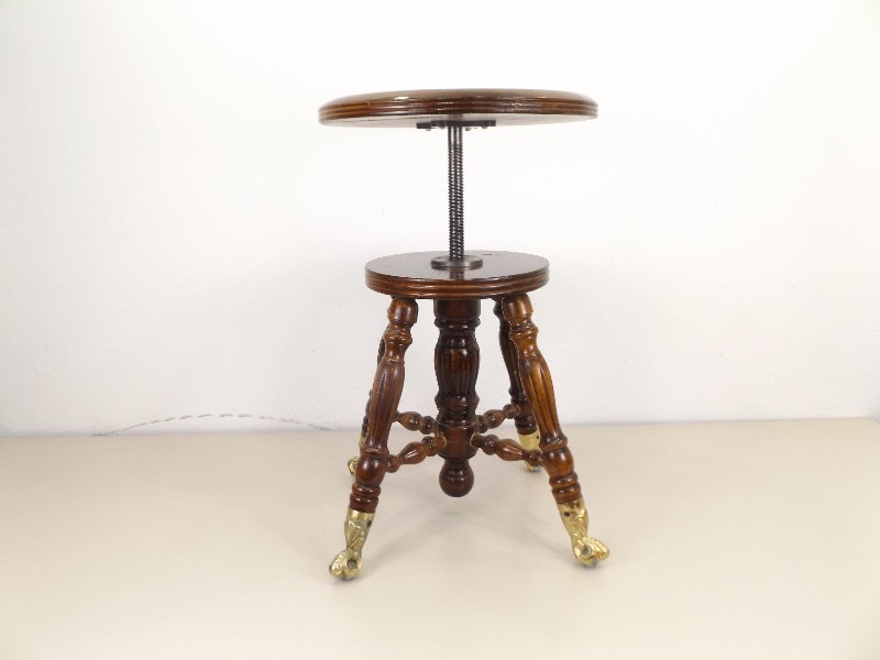 Metal Claw Foot Wood Swivel Piano Stool