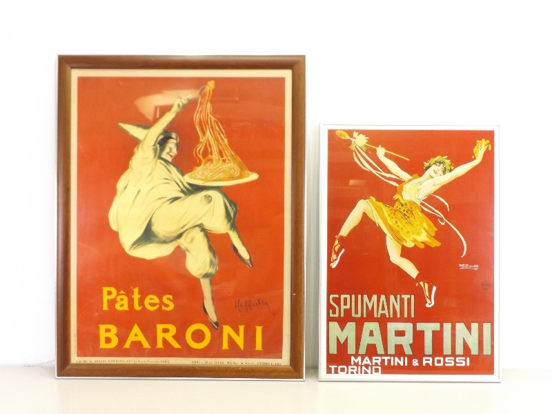 2 Framed Poster Replicas of Vintage European Advertising