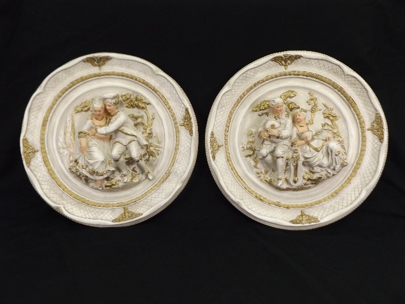 2 High Relief Victorian Plaster Cast Wall Hangings