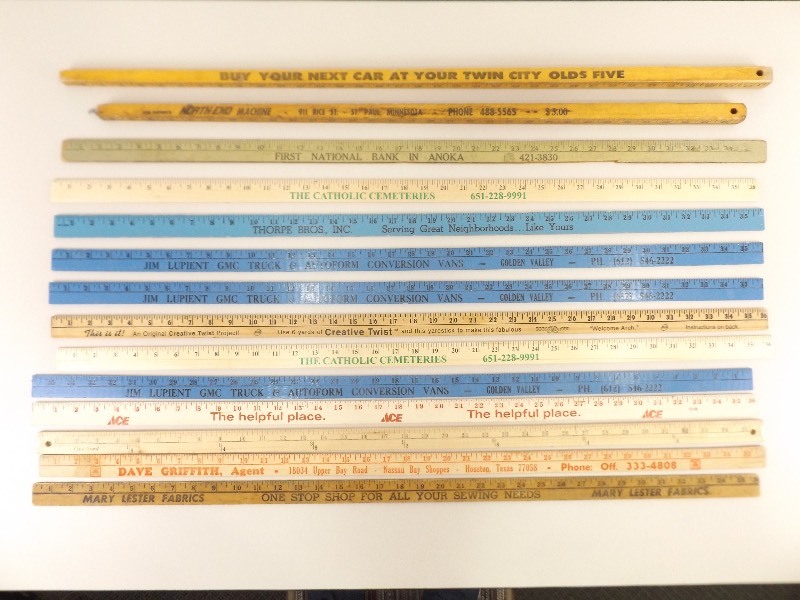 Lot of Vintage Collectible Advertising Yard Sticks