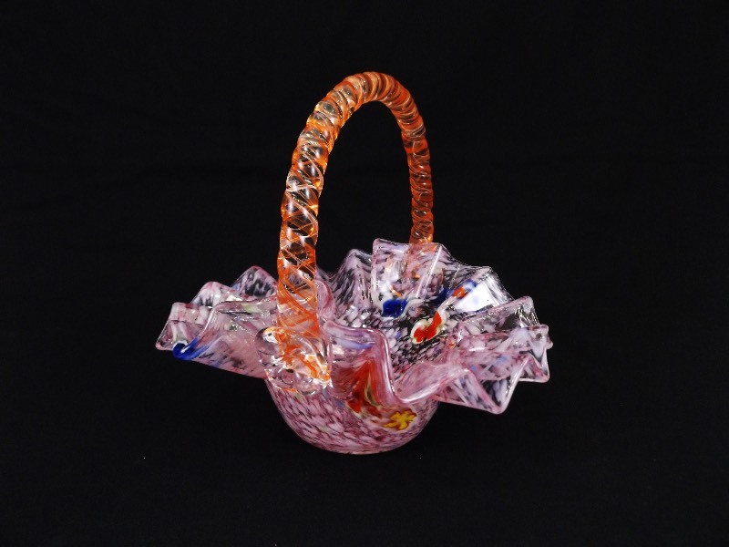 Vintage Murano&nbspMillefiori Glass Basket