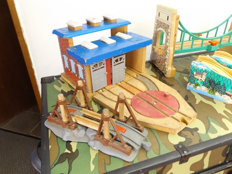 Camouflage Trunk PACKED with Wood Thomas Trains, Tracks, etc.