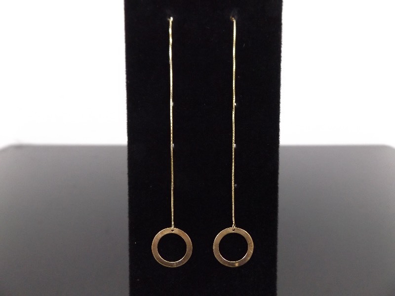 14k Yellow Gold Hoop Dangle Earrings