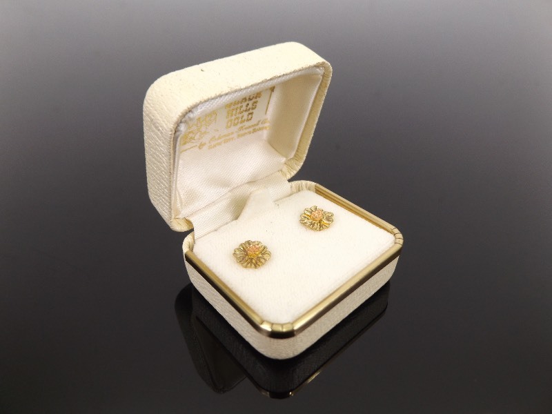 NEW 10k Yellow Black Hills Gold Leaf Earrings in Original Box