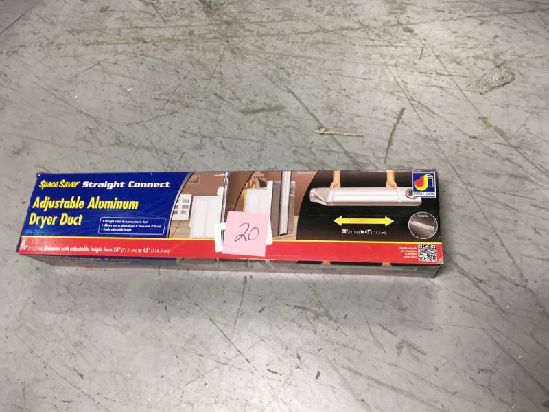 lot 20 image: Dundas Jafine Adjustable 28 in. to 45 in. Space Saver Aluminum Dryer Duct not used