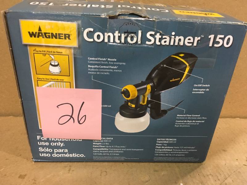 lot 26 image: Wagner Control Stainer 150 HVLP Handheld Sprayer USED in good condition