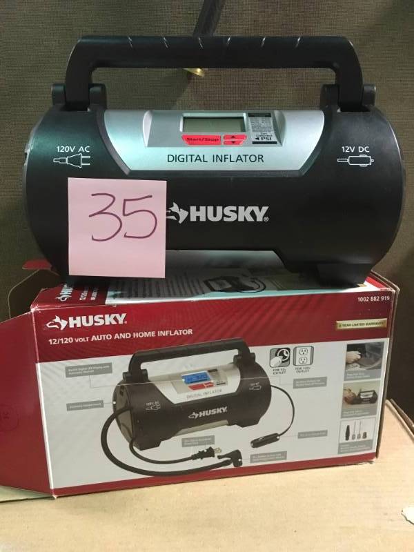 lot 35 image: Husky 12120 Volt Auto and Home Inflator in good condition