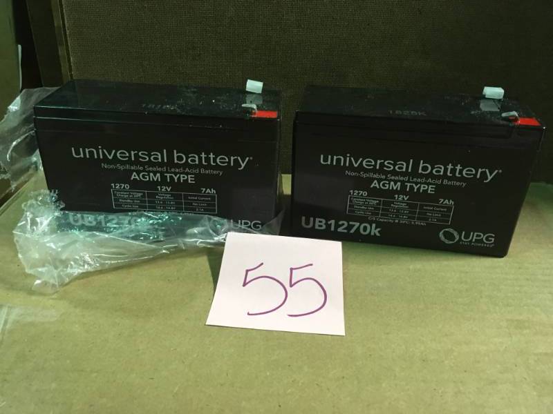 lot 55 image: UPG Sealed 12-Volt 7 Ah Capacity F1 Terminal AGM Battery QTY 2 in good condition