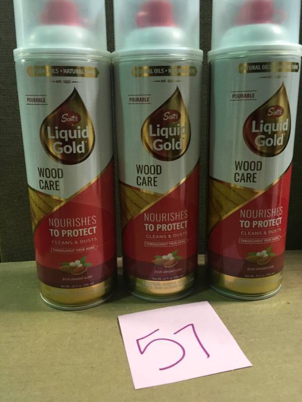 lot 57 image: Scotts Liquid Gold Wood Cleaner & Preservative QTY 3 in good condition
