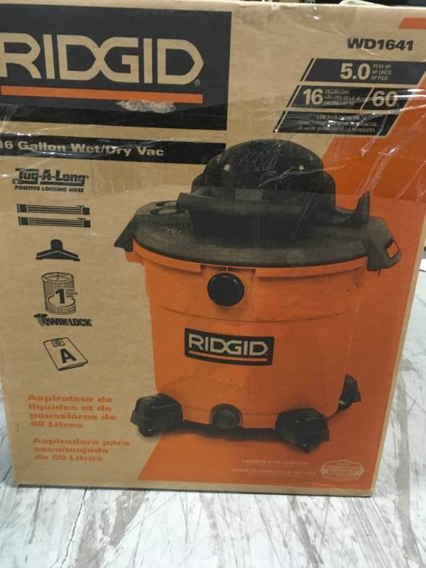 lot 3 image: RIDGID 16 Gal. 5.0-Peak HP WetDry Vac in good condition