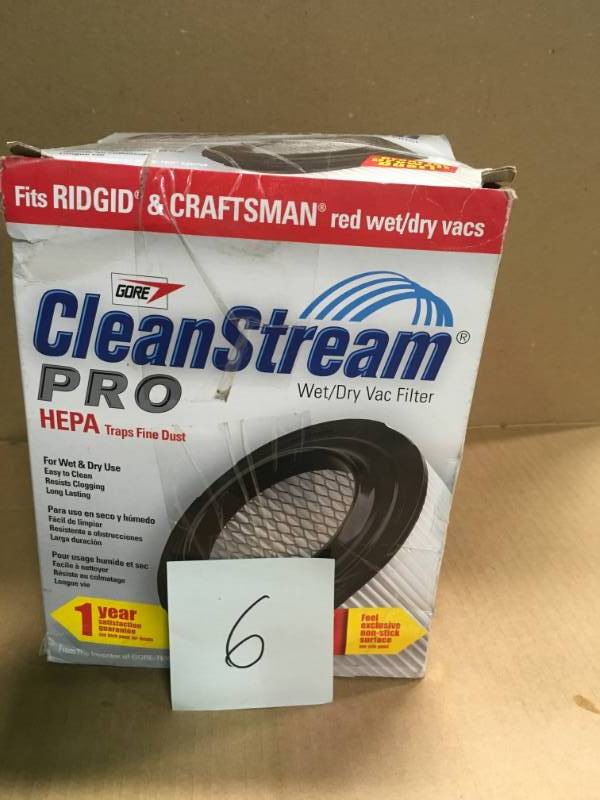 lot 6 image: Shop-Vac Rigd Craftsmn Vac Filter 9036000 in good condition