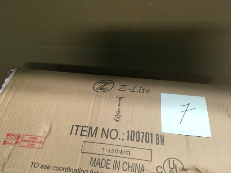 lot 7 image: Z-Lite 100701BN-RBN Signature 1 Light 14 inch Brushed Nickel Pendant Ceiling Light in good condition