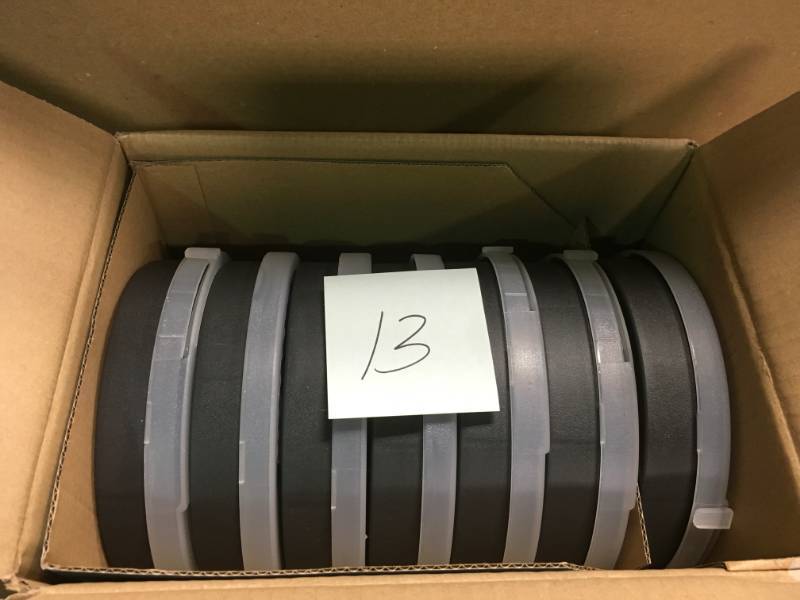 lot 13 image: Wham 7.5 in. Round Organizer Box in Graphite BOX 7 PACK in good condition
