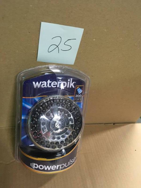 lot 25 image: Waterpik Torrent 9-Spray 4.5 in. Showerhead in Chrome in good condition