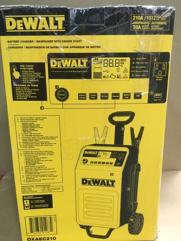 lot 28 image: DEWALT 70 Amp Wheel Charger with 200 Amp Engine Start in good condition