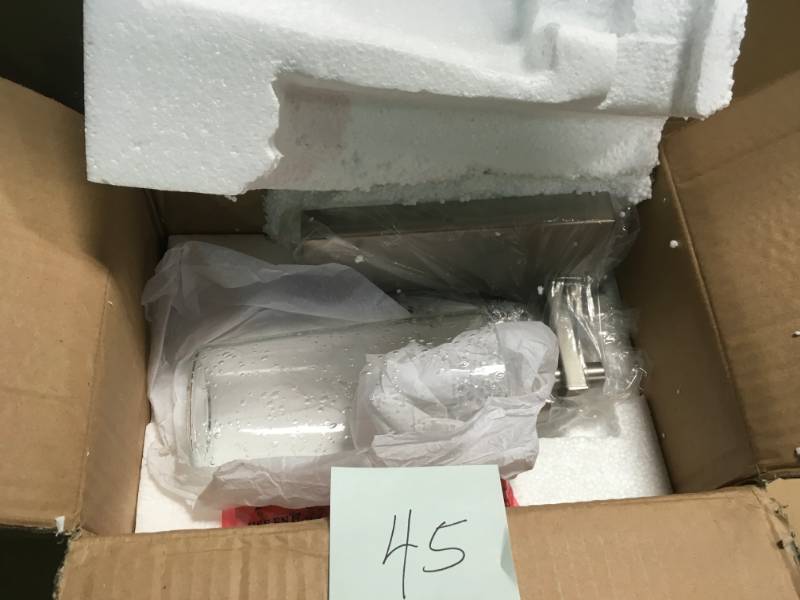 lot 45 image: Feiss Mercer 1-Light Satin Nickel Sconce in good condition