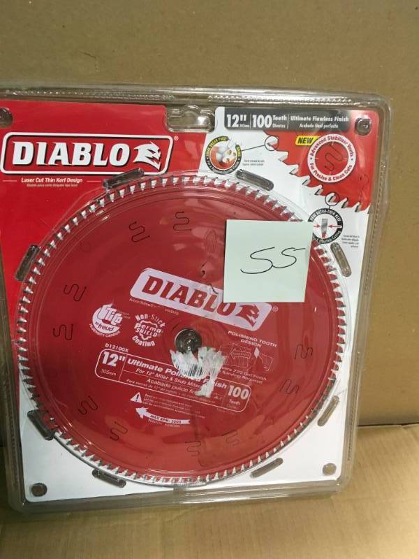 lot 55 image: Diablo 12 in. x 100-Teeth Ultimate Polished Finish Saw Blade in good condition