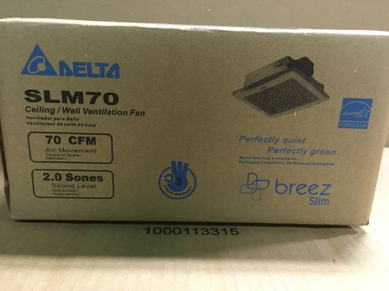 lot 57 image: Delta Breez Slim Series 70 CFM Wall or Ceiling Bathroom Exhaust Fan, ENERGY STAR in good condition